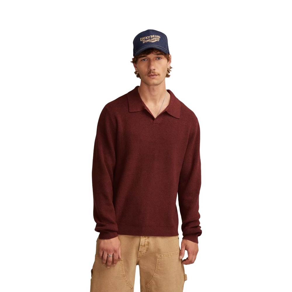 Lucky Brand Johnny Collar Sweater Polo Men's Size Small Cotton Cashmere Blend